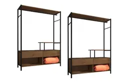 Kit Com 2 Guarda Roupa Closet Com Design Industrial Para Quarto Solteiro Pousada Hotel