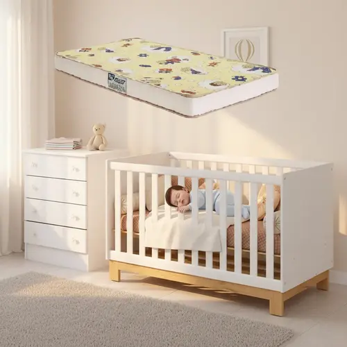 Quarto Infantil Com Berço Colchão E Cômoda Padrão Americano Branco Acetinado