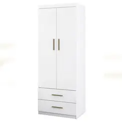 Guarda-roupa 2 Portas 2 Gavetas Clara Branco - Móveis Leartam