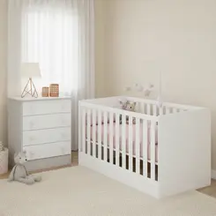 Quarto Infantil Caroline Berço Americano Com Cômoda Qmovi Doce Sonho -  Branco