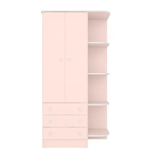 Guarda Roupa Infantil 2 Portas 3 Gavetas Doce Sonho Rosa Acetinado - Qmovi