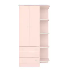 Guarda Roupa Infantil 2 Portas 3 Gavetas Doce Sonho Rosa Acetinado - Qmovi