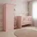 Quarto De Bebe Berço E Roupeiro 2pt 3gav Doce Sonho Qmovi Rosa Acetinado