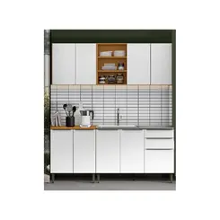 Cozinha Paneleiro Armário Modulada Mdf Luana 13 Portas Com Balcãp Para Pia Sem Tampo Aramóveis