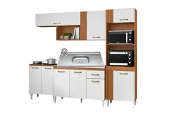Jogo De Cozinha Vitória Com 9 Portas E Balcão Para Pia De 120cm Com Tampo Inox Gelplus- Móveis Leartam