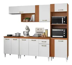 Jogo De Cozinha Compacta Armário Vitória Balcão Com Tampo Mdp - Cinamomo/branco