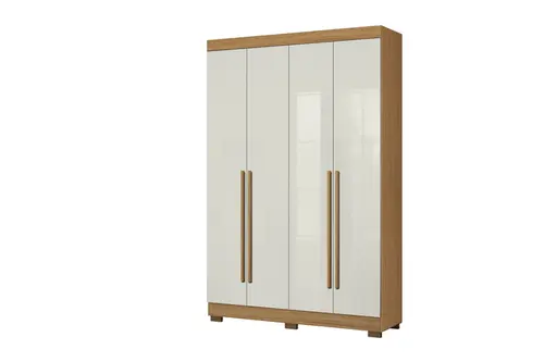Guarda-roupa Solteiro 4 Portas 2 Gavetas  Cinamommo Off White Aramoveis