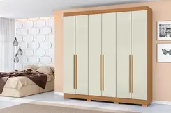 Guarda Roupa Casal 6 Portas 2 Gavetas 2030230 Cm Cinamomo Off White - Aramóveis