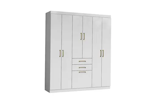 Guarda-roupa Casal Star Com 7 Portas 4 Prateleiras 2 Gavetas e Cabideiros Branco Aramóveis Móveis Leartam