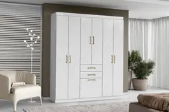 Guarda Roupa Casal Com 7 Portas 4 Prateleiras 2 Gavetas e Cabideiros  Aramóveis Móveis Leartam