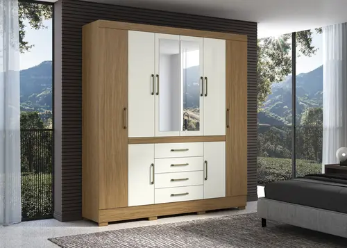 Guarda Roupa Nápole 8 Portas 4 Gavetas Gavetas Amplo Espaço Interno Atacama Off White - Aramóveis