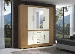 Guarda Roupa Nápole 8 Portas 4 Gavetas Gavetas Amplo Espaço Interno Atacama Off White - Aramóveis