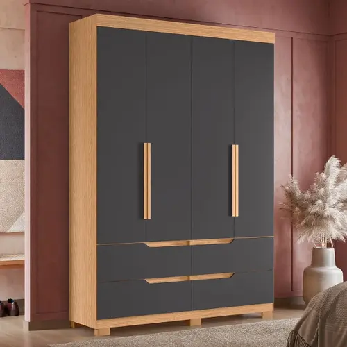 Guarda Roupa Doble 4 Portas 4 Gavetas Quarto Solteiro Albatroz