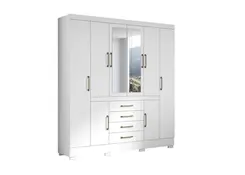 Guarda Roupa Casal Napoli 8 Portas 4 Gavetas Amplo Espaço Com Espelho Aramoveis Branco
