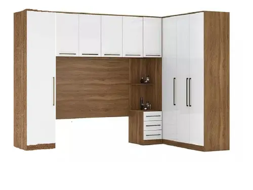 Jogo De Quarto Casal Guarda Roupa Modulado Com 9 Portas Irlanda Espaço Para Box Queen