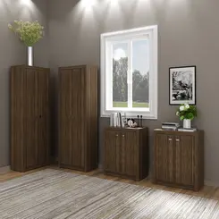 Armário Alto 2 Portas Prateleiras Internas e Com Balcão Baixo Ideali Para Escritório  Home Office Tecno Mobili