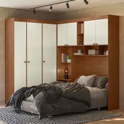 Guarda Roupa Compacto Aramário De Casal 7 Portas 4 Gavetas Lugano Para Cama De 138cm Jatobá Areia - Leartam Móveis