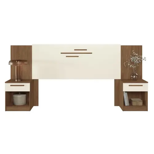 Mesa De Cabeceira Para Cama De Casal 138cm Com 2 Gavetas Leartam Móveis