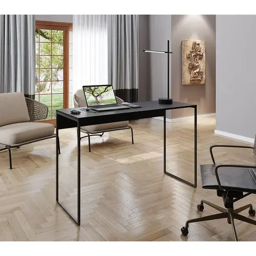 Mesa Escrivaninha Estilo Industrial Estudo Trabalho Home Office ideal Para Notebook Pc Bela Preto Leartam Móveis
