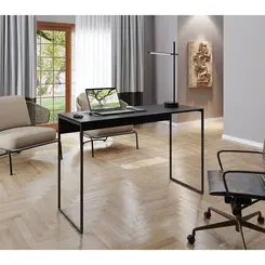 Mesa Escrivaninha Estilo Industrial Estudo Trabalho Home Office ideal Para Notebook Pc Bela Preto Leartam Móveis