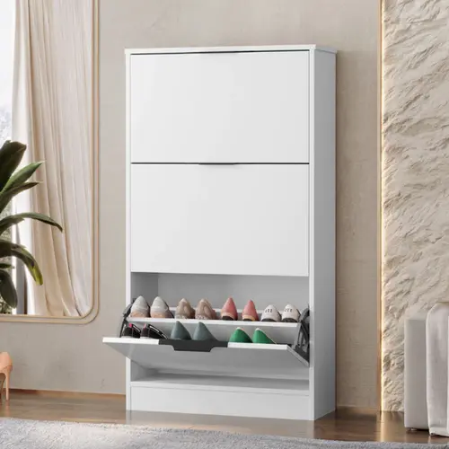 Sapateira Aurora 3G  Basculantes Organizador Calçados Compacto Funcional Ideal Quarto Branco Rud Rack