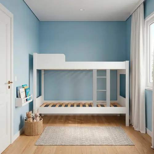 Beliche Cama Para Quarto De Solteiro Juvenil Infantil Ditália CM-21 Branco