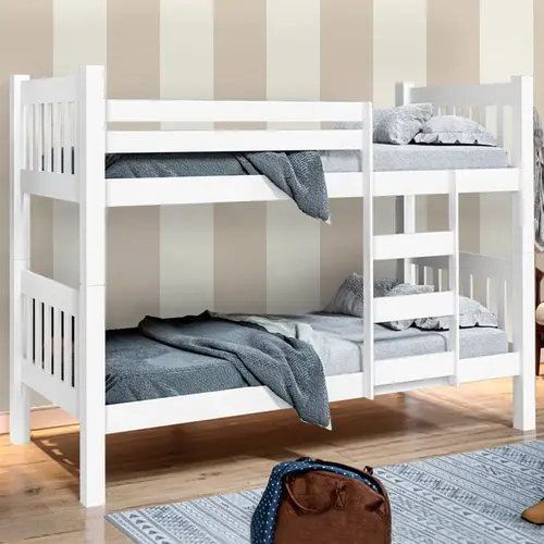 Beliche Para Quarto De Solteiro Caribe  Branco Sem Colchão - GABRIELLI MÓVEIS