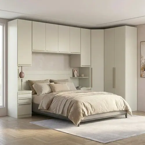 Guarda Roupa De Casal Modulado 5 Peças Com Cabeceira 9 Portas 6 Gavetas Areia Leartam Móveis