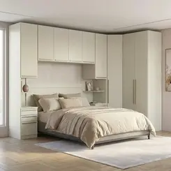Guarda Roupa De Casal Modulado 5 Peças Com Cabeceira 9 Portas 6 Gavetas Areia Leartam Móveis